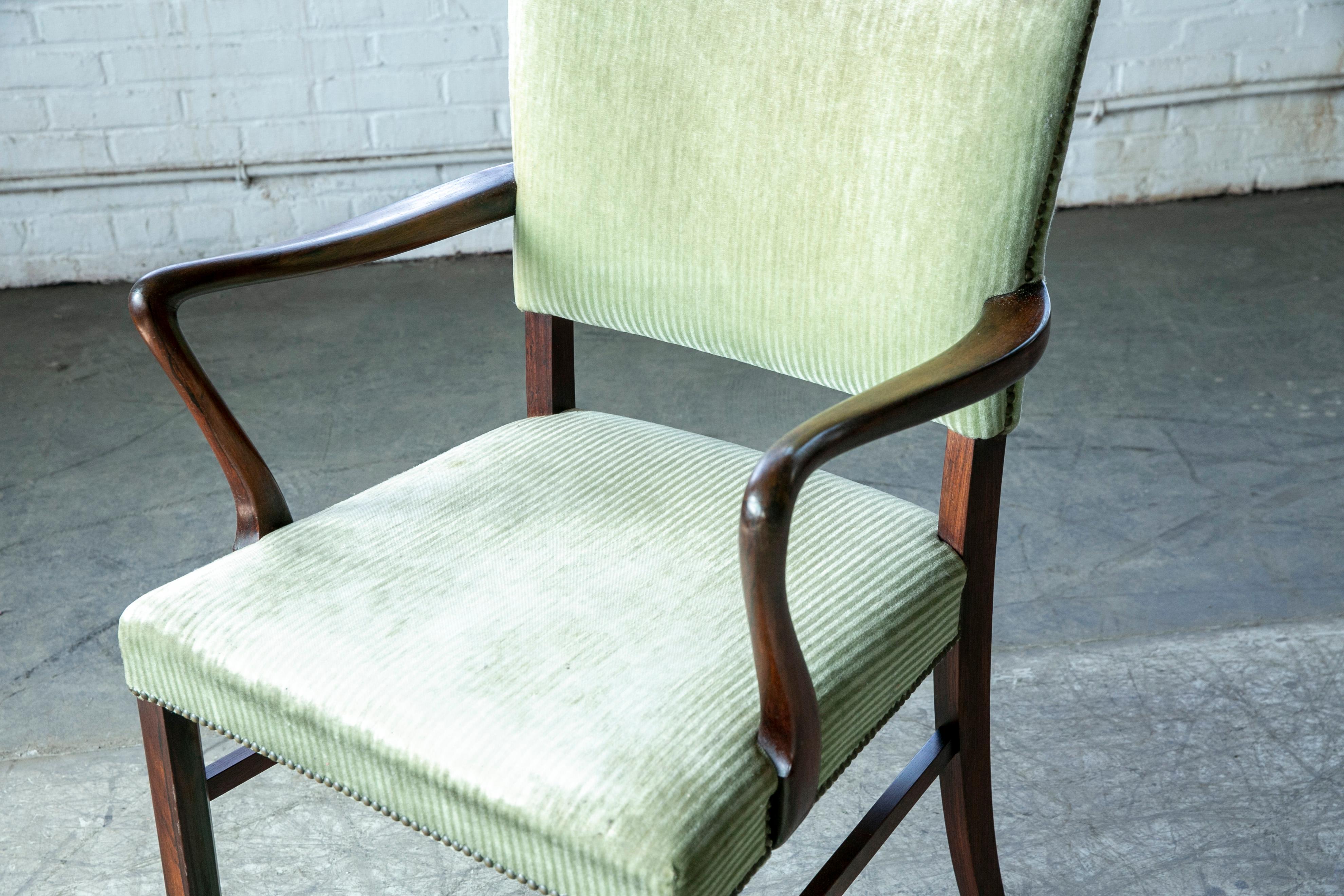 Kaare Klint Style Wing Chair in Cuban Mahogany In Good Condition In Bridgeport, CT