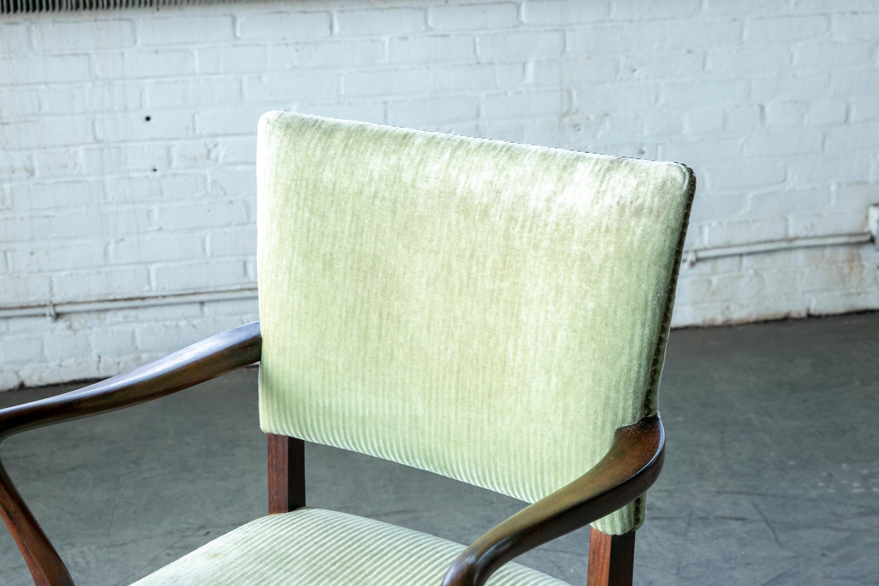 Mid-20th Century Kaare Klint Style Wing Chair in Cuban Mahogany