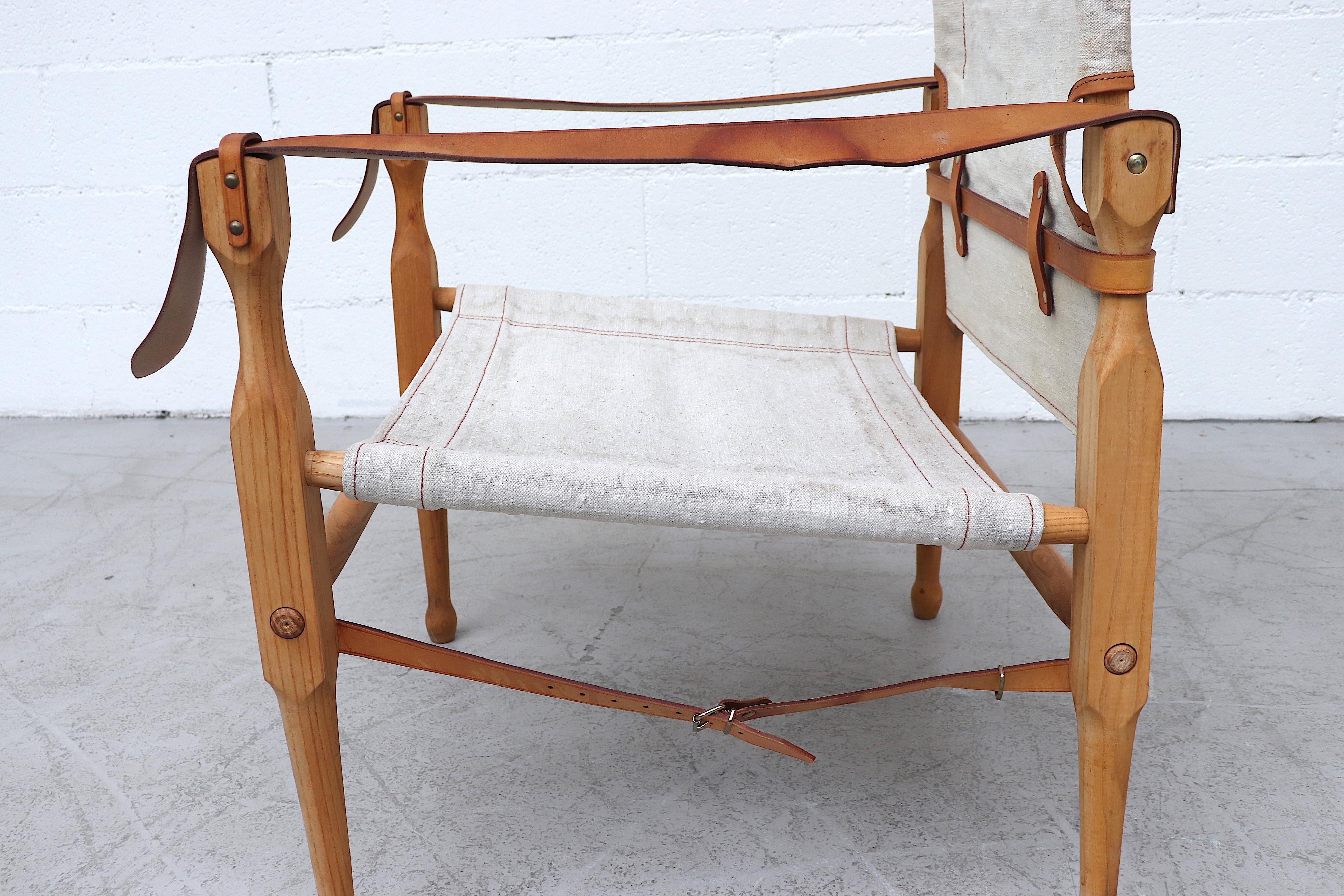 Kaare Klint Style Wood and Canvas Safari Chair 5