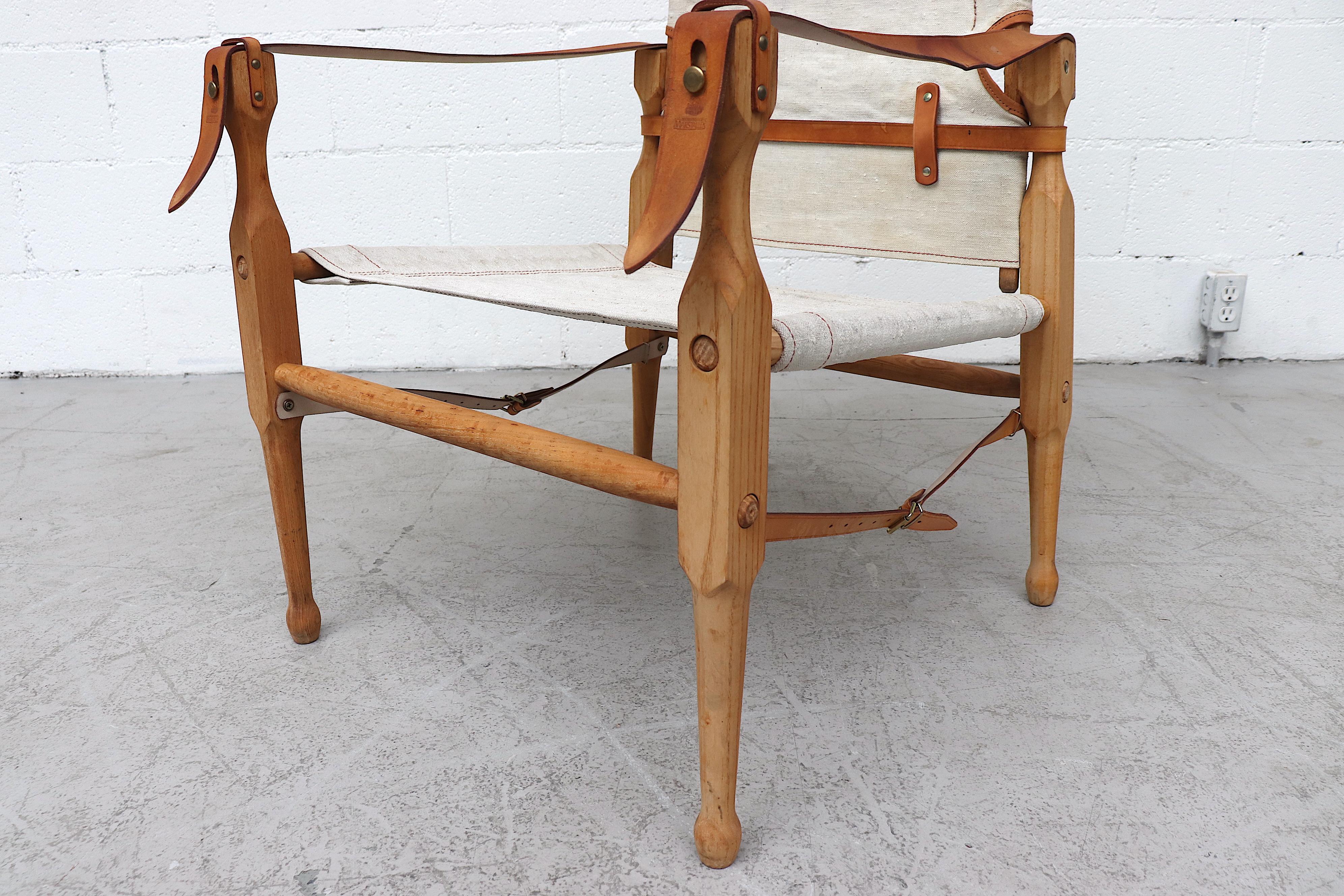 Kaare Klint Style Wood and Canvas Safari Chair 3