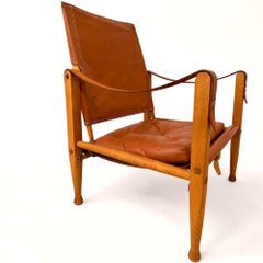 Kaare Klint Safari Chair in Cognac Leather, Danish Design, 1933, Rud Rasmussen