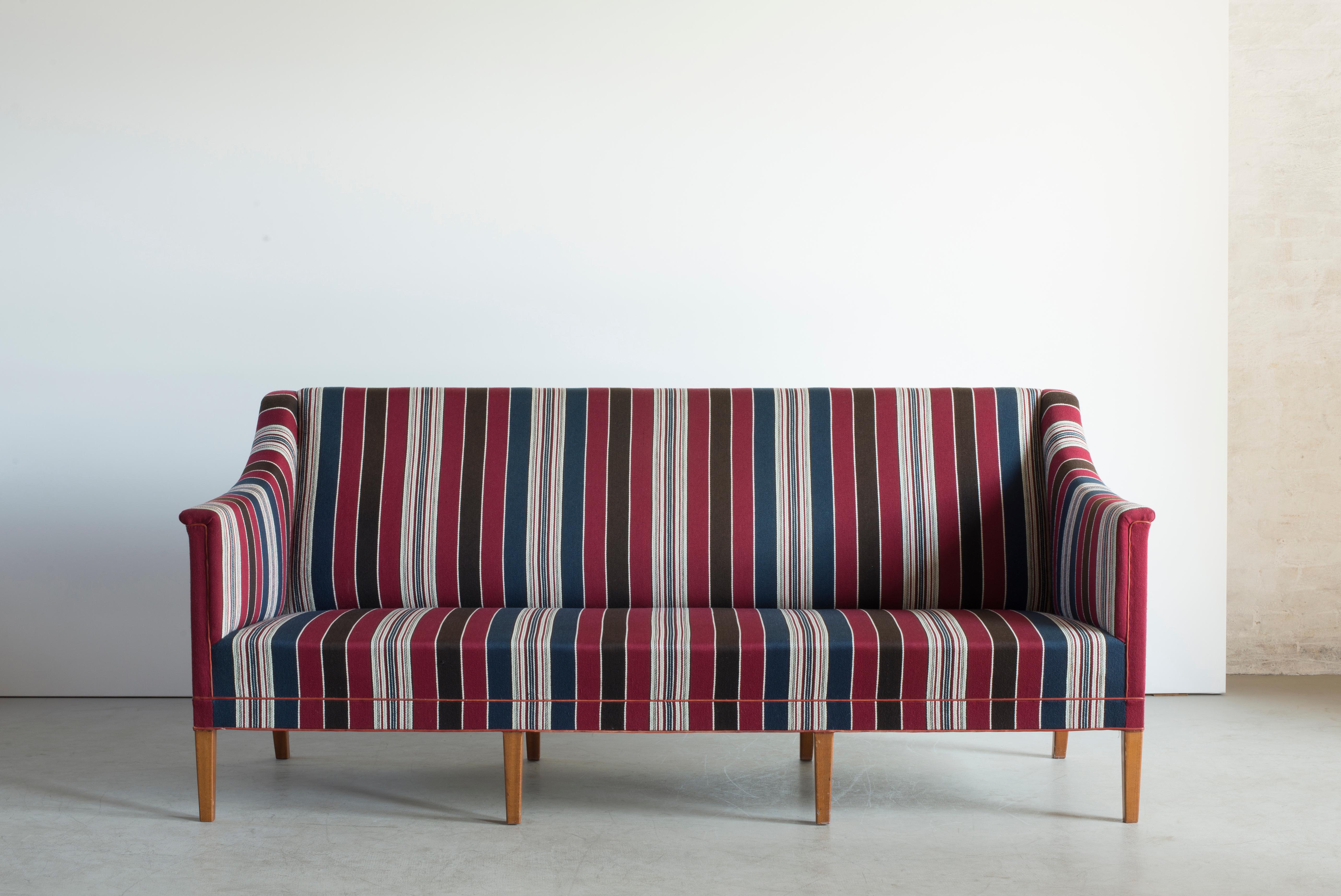 red stripe couch