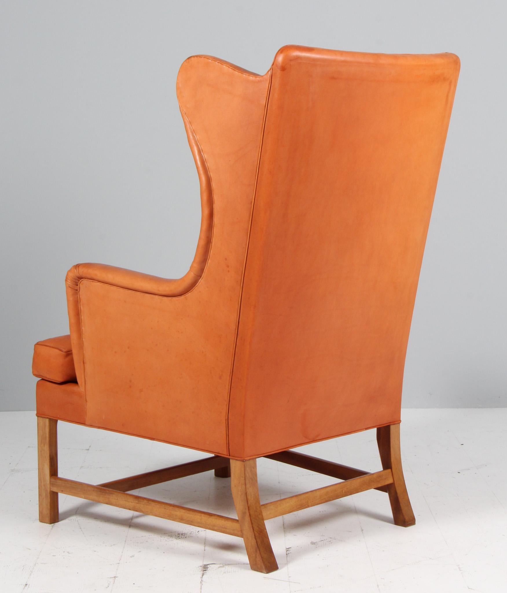 Kaare Klint Wing Chair, original niger skin from the 1950s. en vente 3