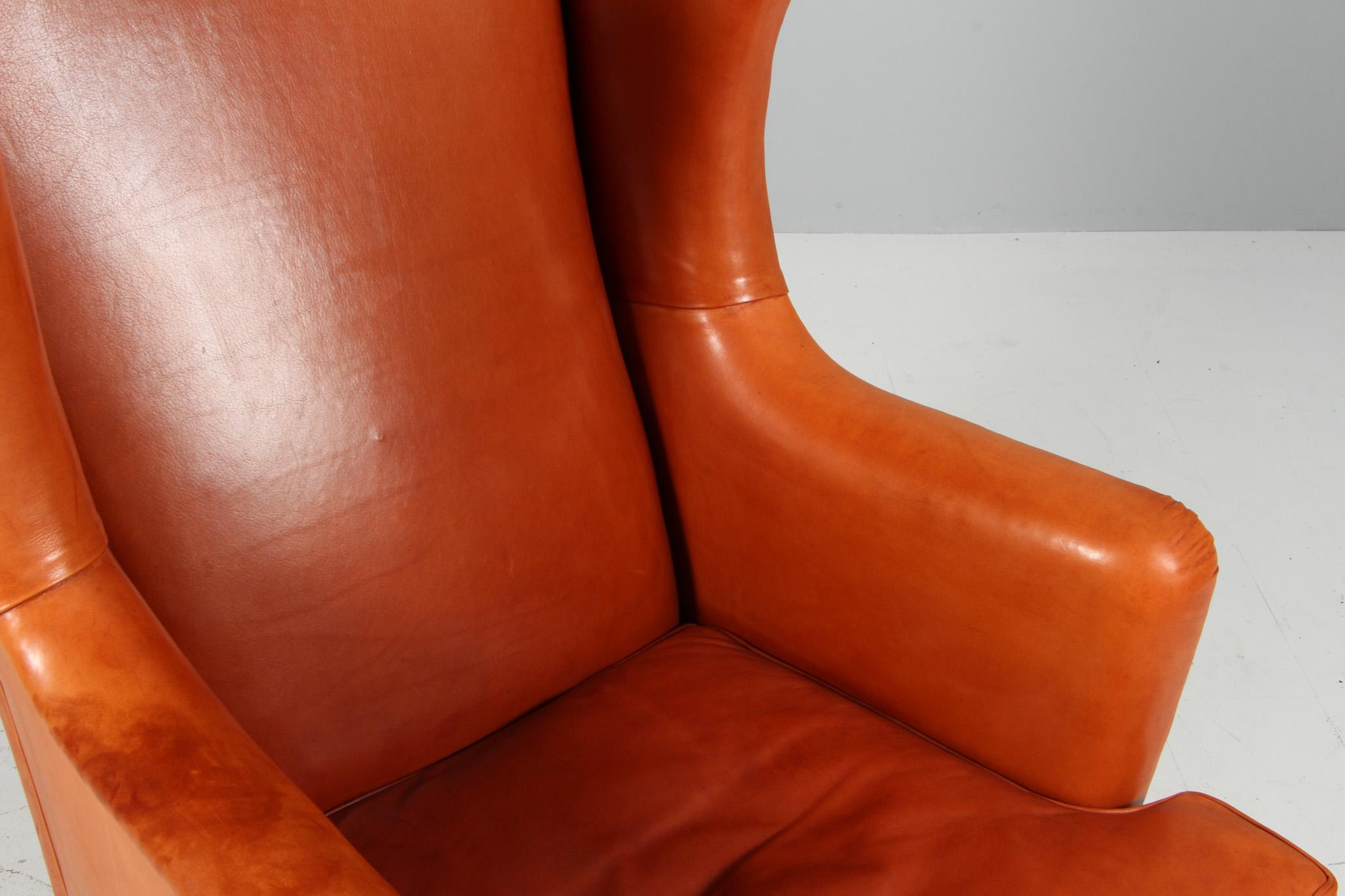 Kaare Klint Wing Chair, original niger skin from the 1950s. en vente 1