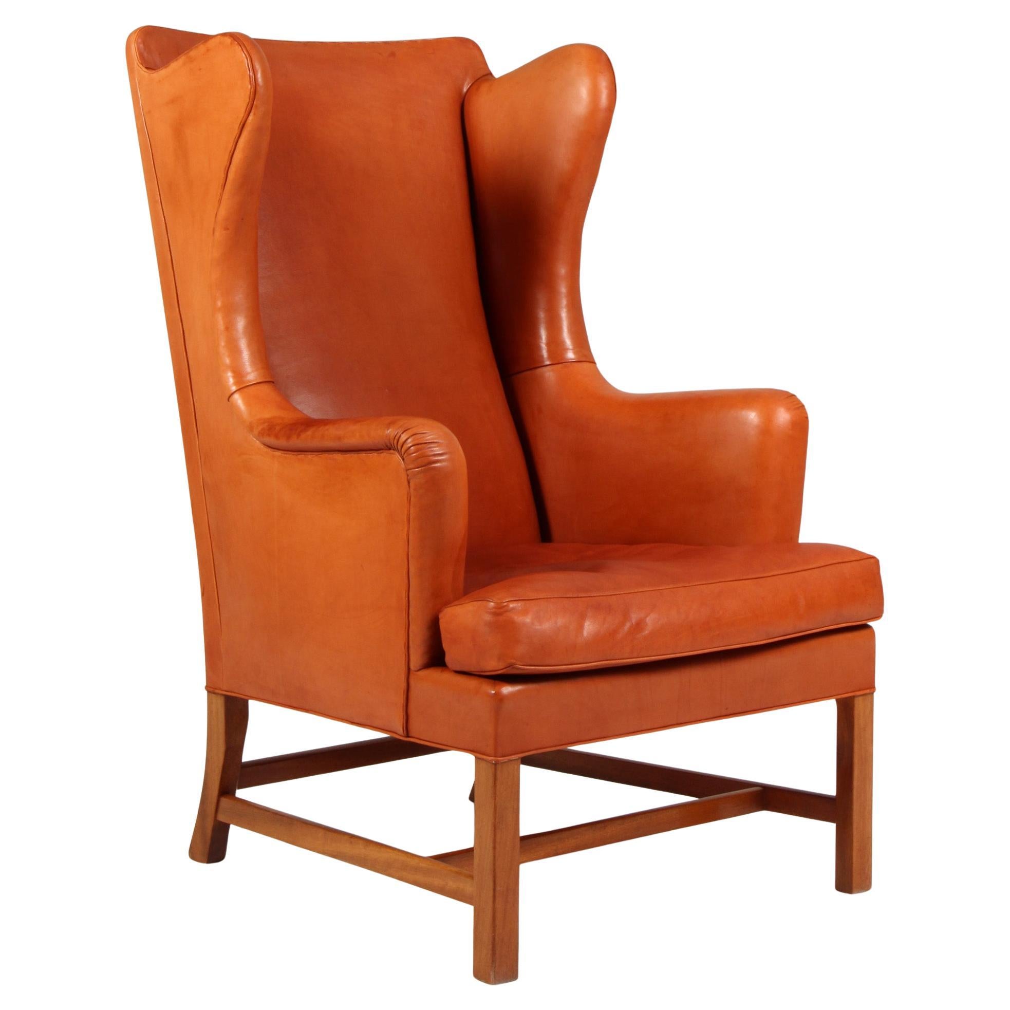 Kaare Klint Wing Chair, original niger skin from the 1950s. en vente