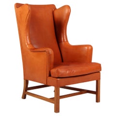 Kaare Klint Wing Chair, original niger skin from the 1950s.