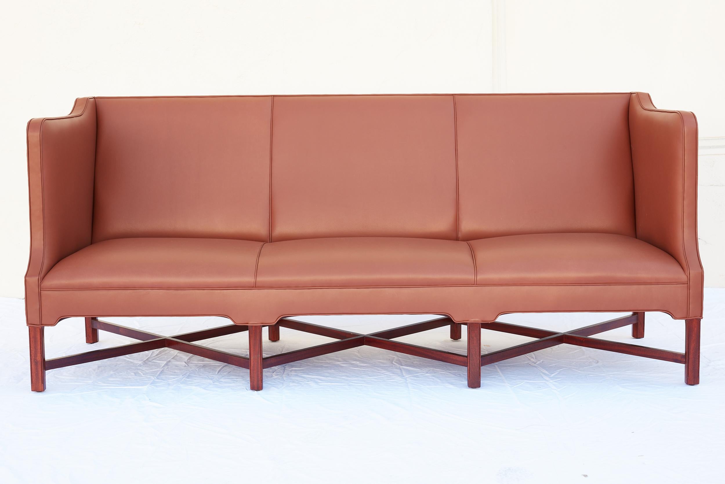 Kaare Klint X-base sofa, Model #4118. Designed in 1930 and produced by Rud Rasmussen.