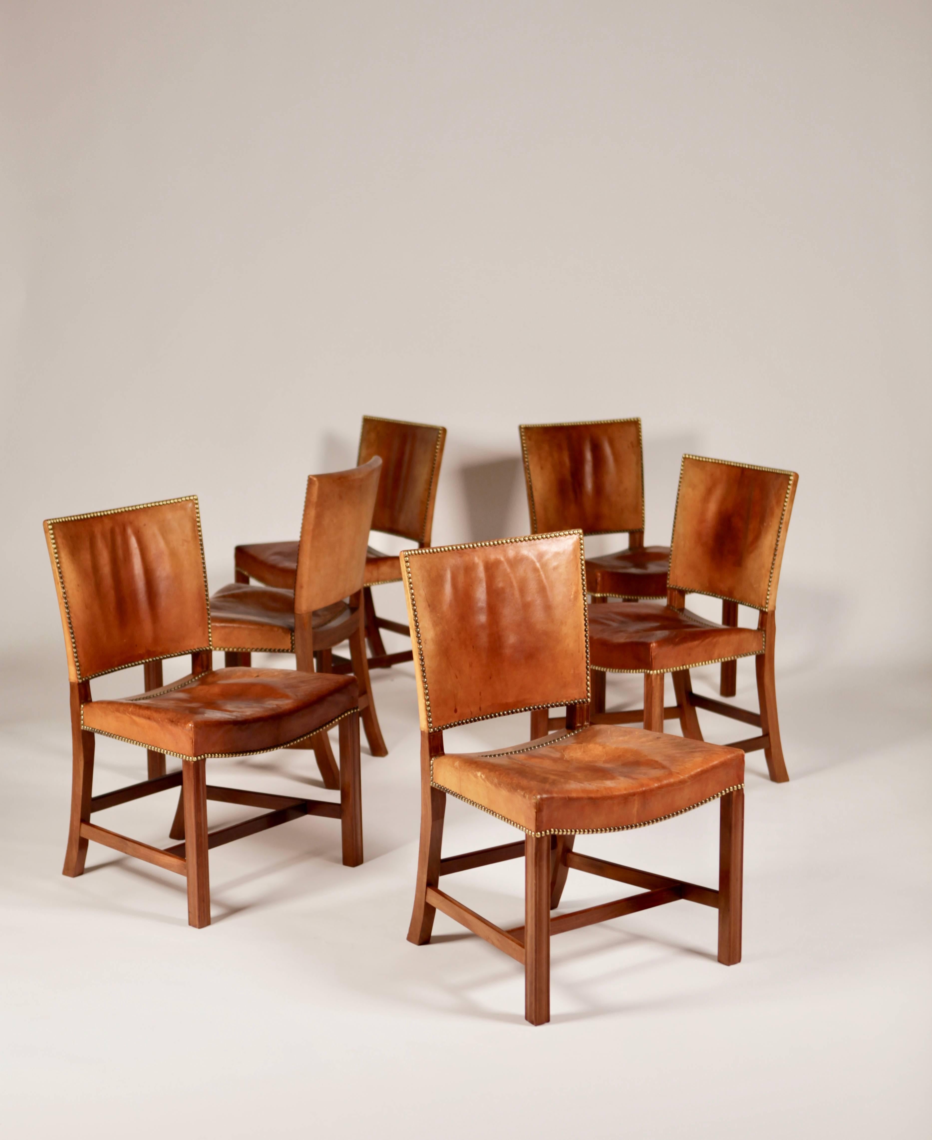 Scandinavian Modern Kaare Klint, Set of Six 'Barcelona' Dining Chairs, Model 3758