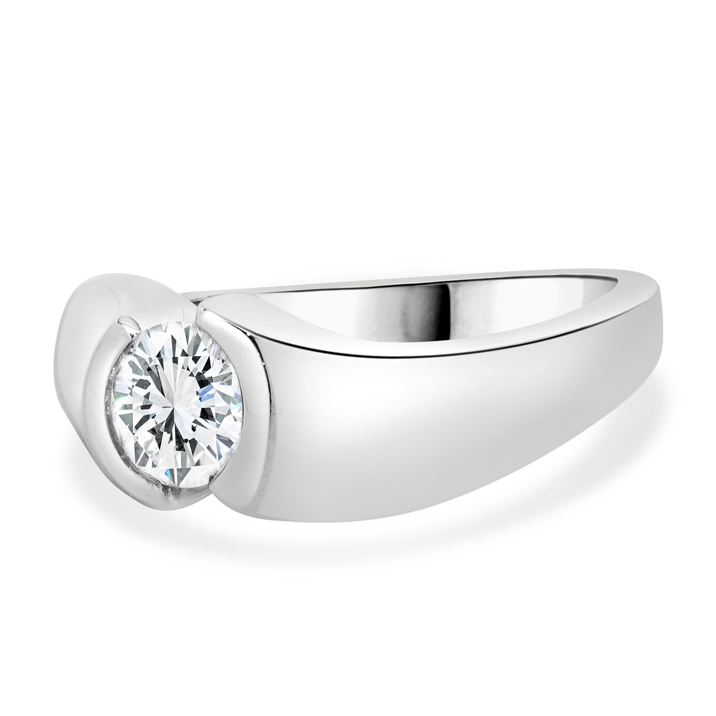 Round Cut Kabana 14 Karat White Gold Round Brilliant Cut Diamond Engagement Ring For Sale