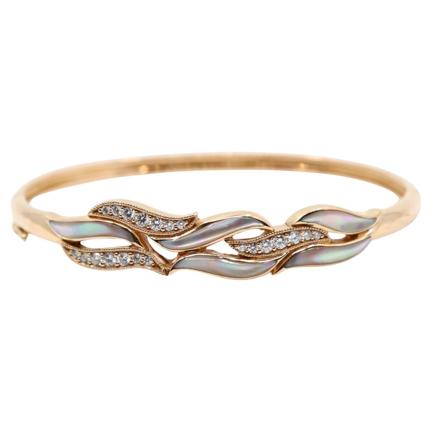Kabana 14K Gold Diamond Mother of Pearl Bracelet