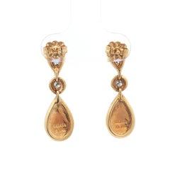 Pendientes colgantes Kabana de oro de 14k con incrustaciones de madreperla, tanzanita y diamantes