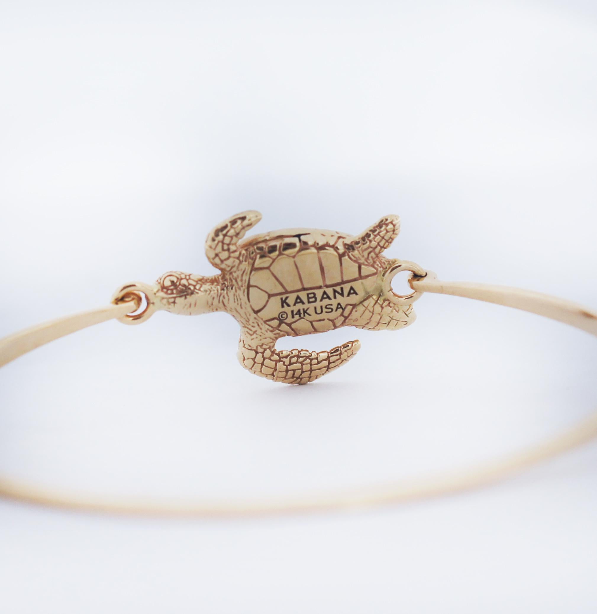 Women's KABANA 14K Gold MOP Inlay Turtle Bangle Bracelet For Sale