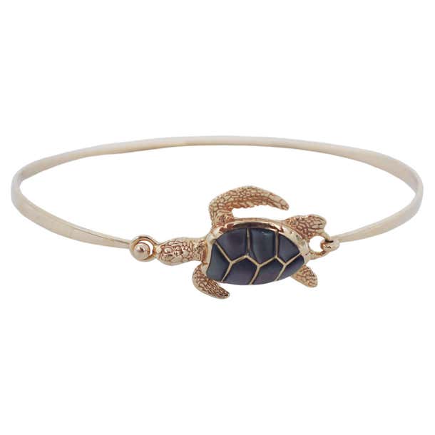 Turtle Bangle KABANA 14K Gold MOP Inlay Turtle Bangle Bracelet For Sale at 1stDibs
