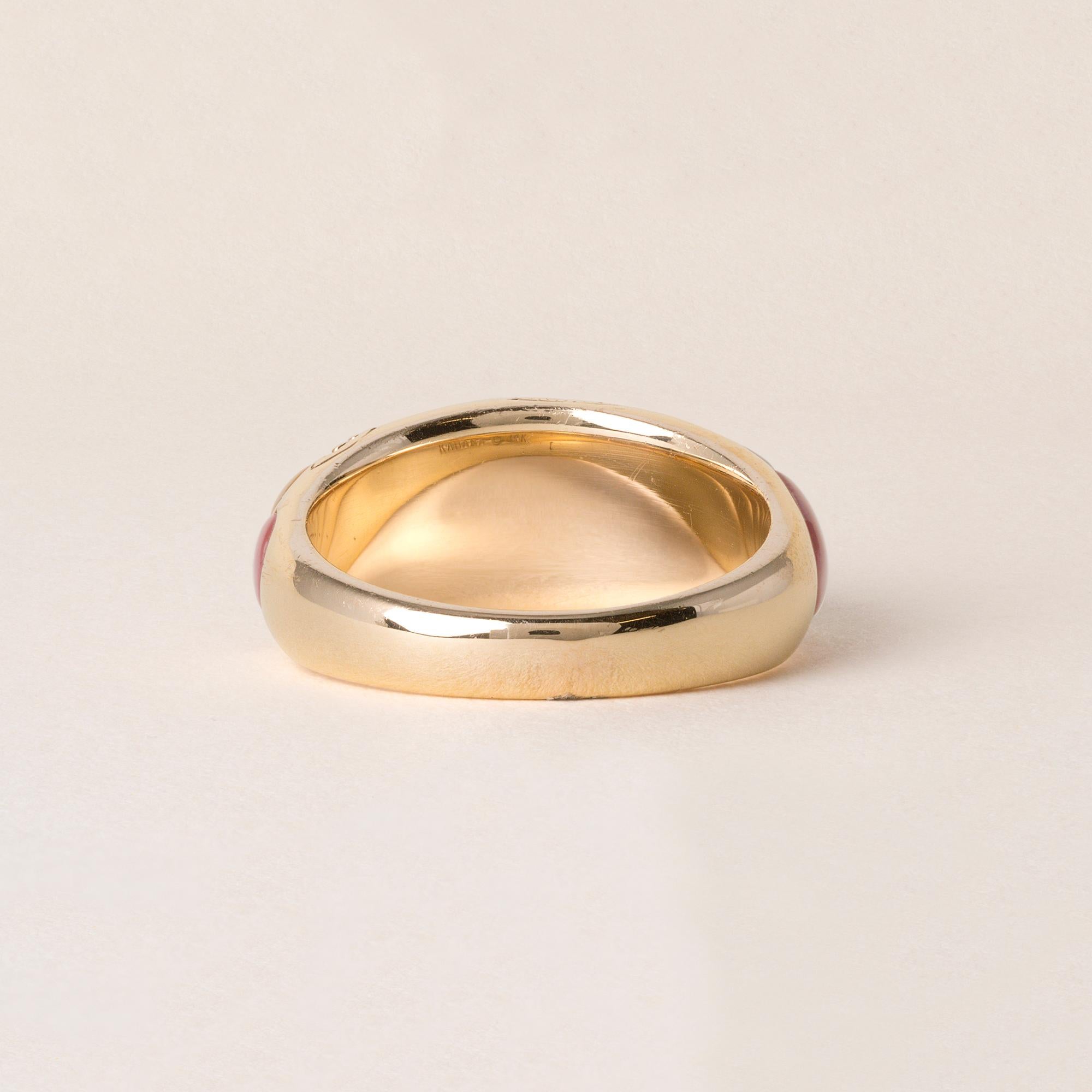 Kabana 14K Gold Perlmutt Mosaik & Diamant Akzent Ring - Größe 8 für Damen oder Herren im Angebot