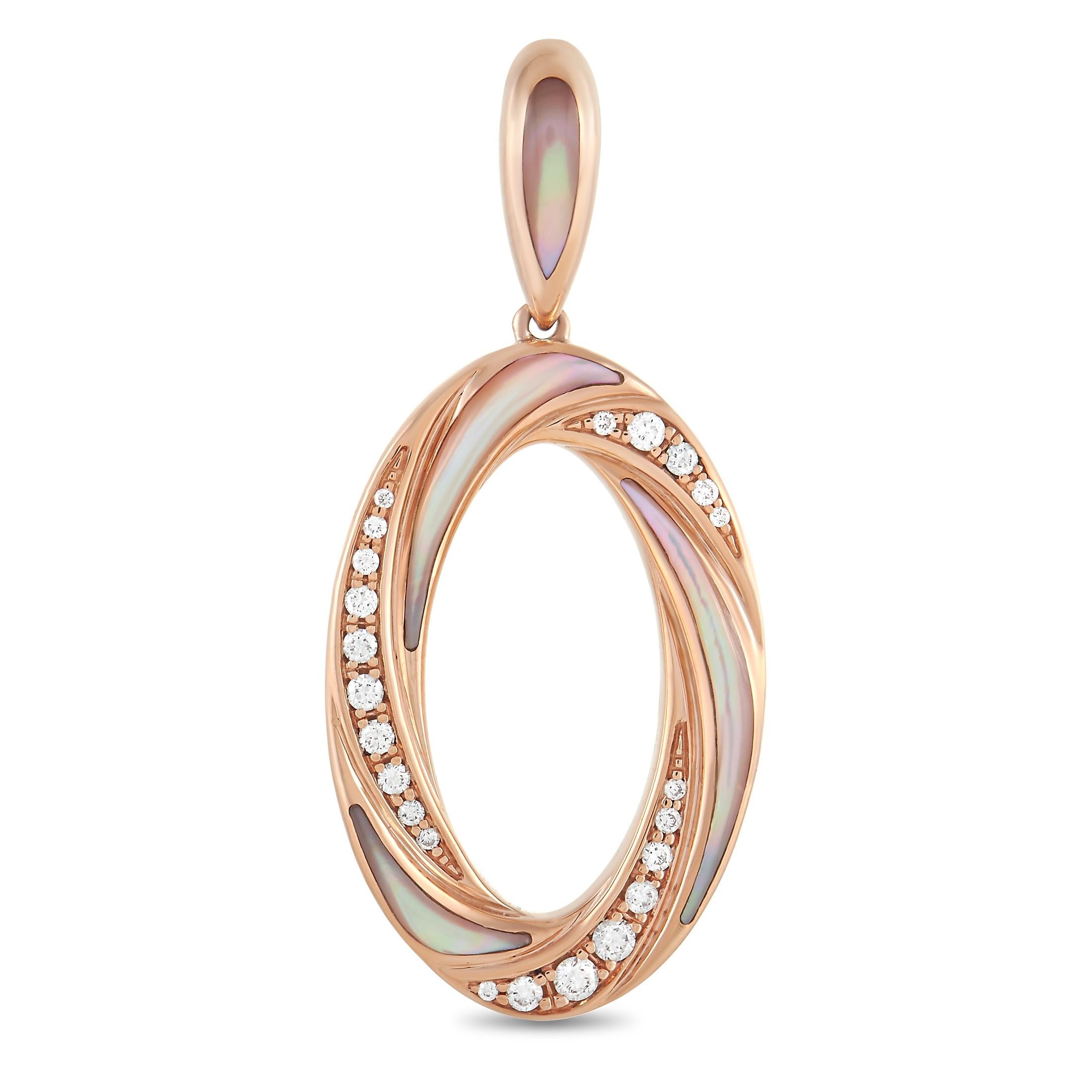 Kabana 14K Rose Gold 0.25 Ct Diamond and Mother of Pearl Pendant In New Condition In Southampton, PA