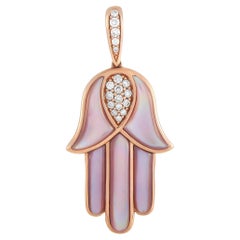 Kabana 14K Rose Gold 0.33 Ct Diamond and Mother of Pearl Hamsa Pendant