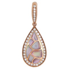 Kabana 14K Rose Gold 0.38 Ct Diamond and Mother of Pearl Teardrop Pendant