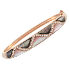 Kabana 14K Rose Gold 0.42 Ct Diamond and Mother of Pearl Bangle Bracelet