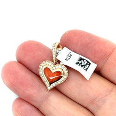 Kabana 14k Rose Gold Diamond Red Spiny Oyster Heart Charm Pendant