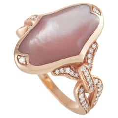 Kabana 14K Rose Gold Ring 0.20 Ct Diamond and Mother of Pearl Ring