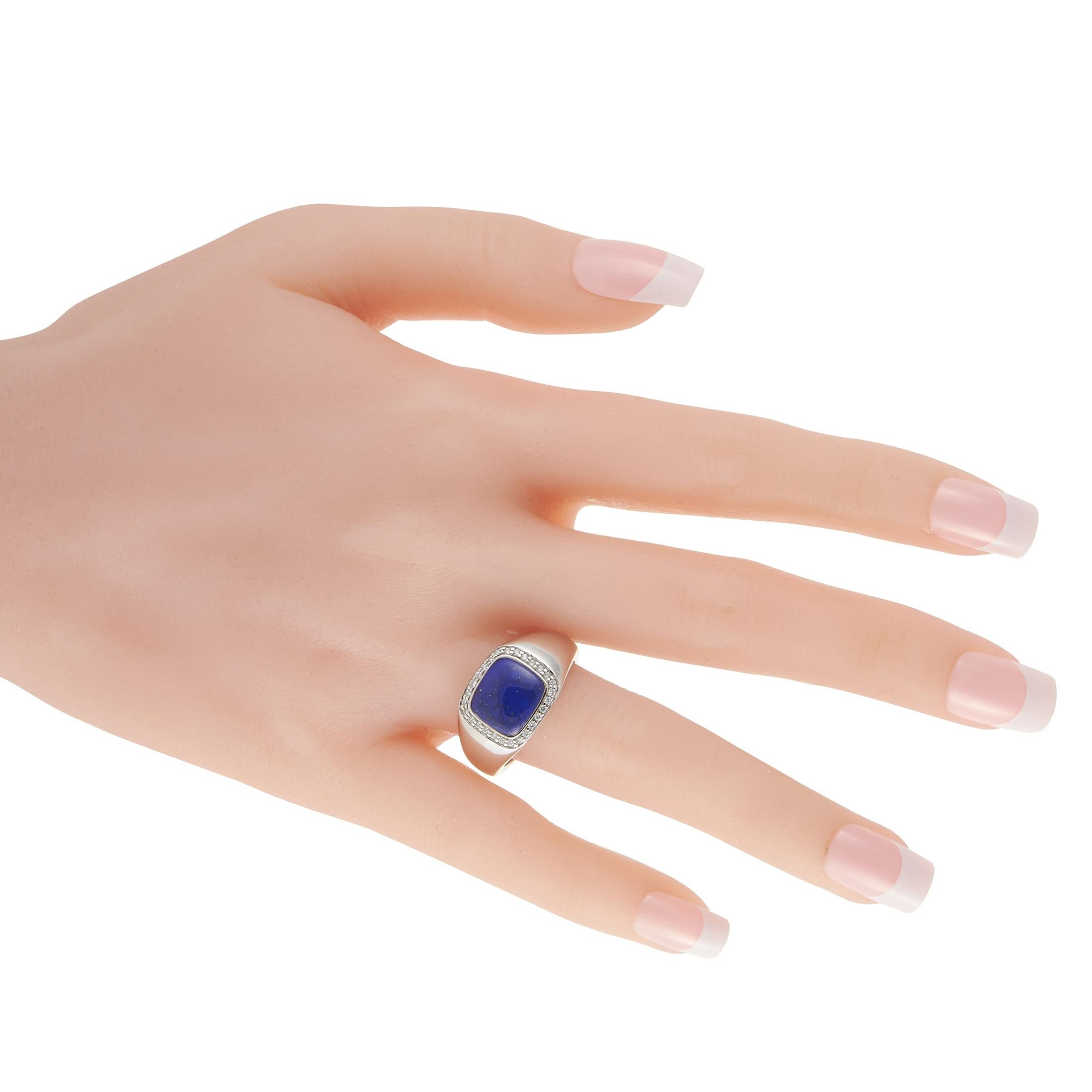 Kabana Ring aus 14 Karat Weißgold mit 0,20 Karat Diamant und Lapis (Gemischter Schliff)