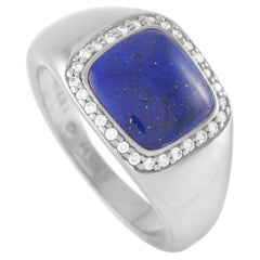 Kabana Ring aus 14 Karat Weißgold mit 0,20 Karat Diamant und Lapis