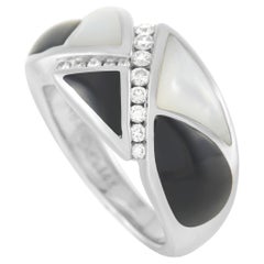 Kabana 14K White Gold 0.25 Ct Diamond Mother of Pearl Onyx Ring