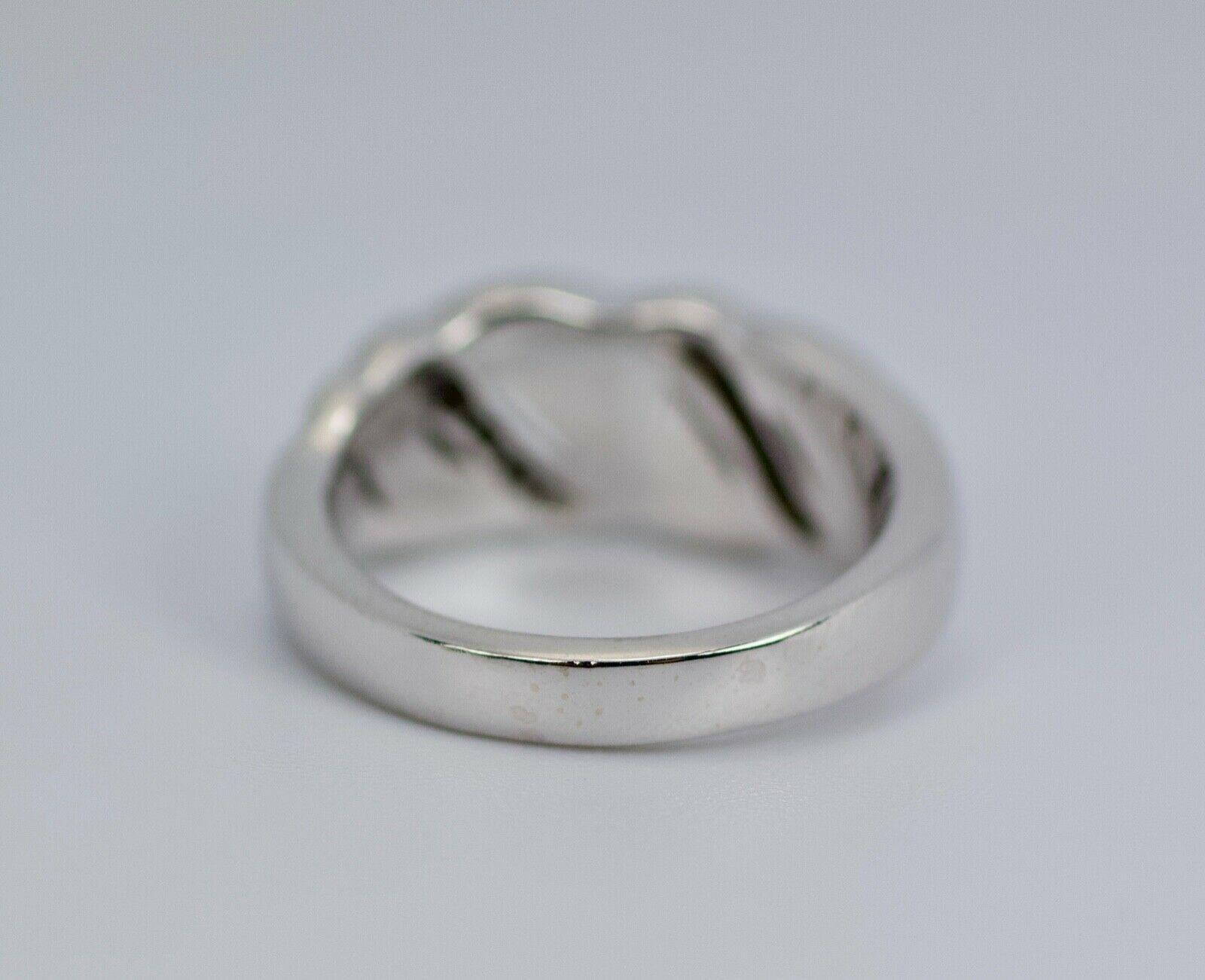 Kabana 14 Karat Weißgold Ring mit rundem Diamant und Perlmutt-Intarsien im Zustand „Hervorragend“ in Montgomery, AL