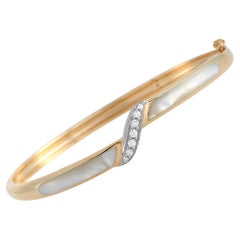 Kabana 14K Yellow Gold 0.16 Ct Diamond and Mother of Pearl Bangle Bracelet