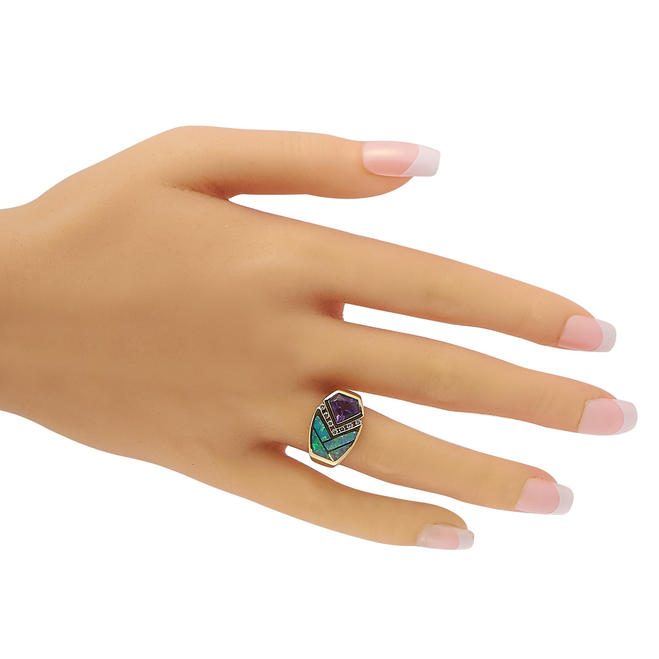 opal amethyst diamond ring