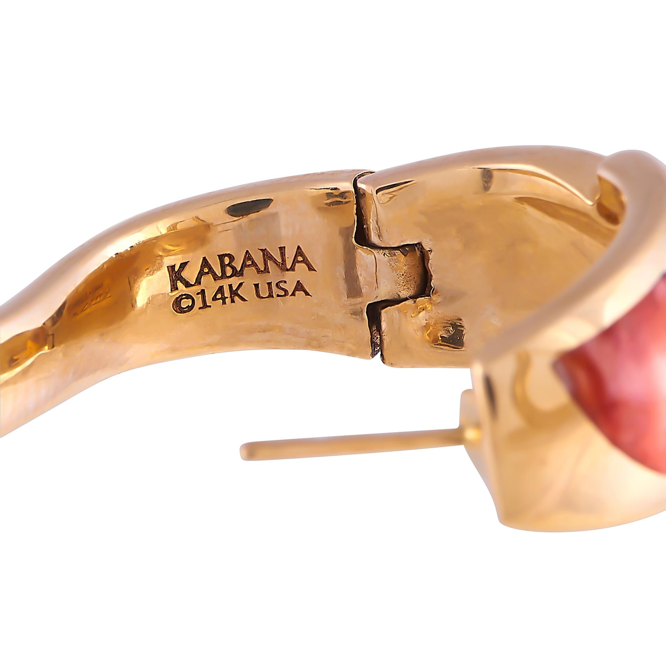 Kabana Ohrringe aus 14 Karat Gelbgold mit 0,20 Karat Diamanten, Spinnen und Perlmutt im Zustand „Neu“ in Southampton, PA