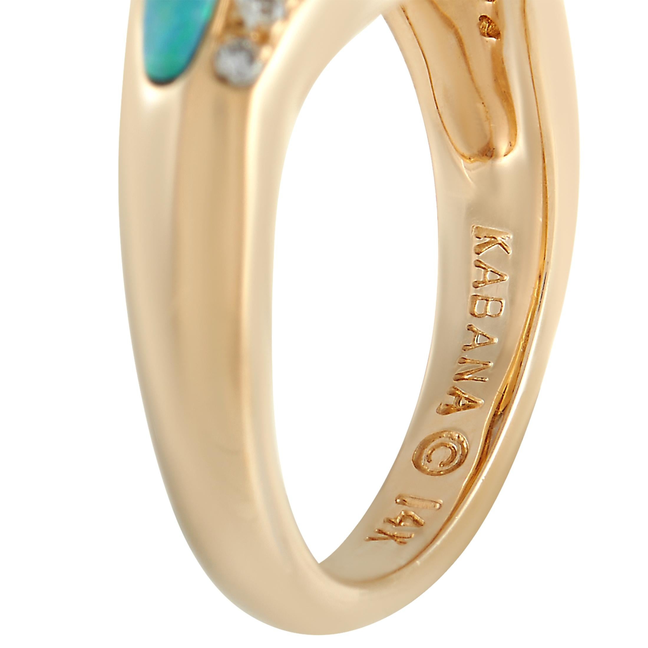Kabana 14K Gelbgold 0,20 Karat Diamant, Tansanit und eingelegter Opal Ring im Zustand „Neu“ in Southampton, PA