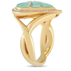 Kabana 14K Yellow Gold 0.21 Ct Diamond and Inlaid Opal Ring