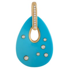 Kabana 14K Yellow Gold 0.21 Ct Diamond and Turquoise Pendant