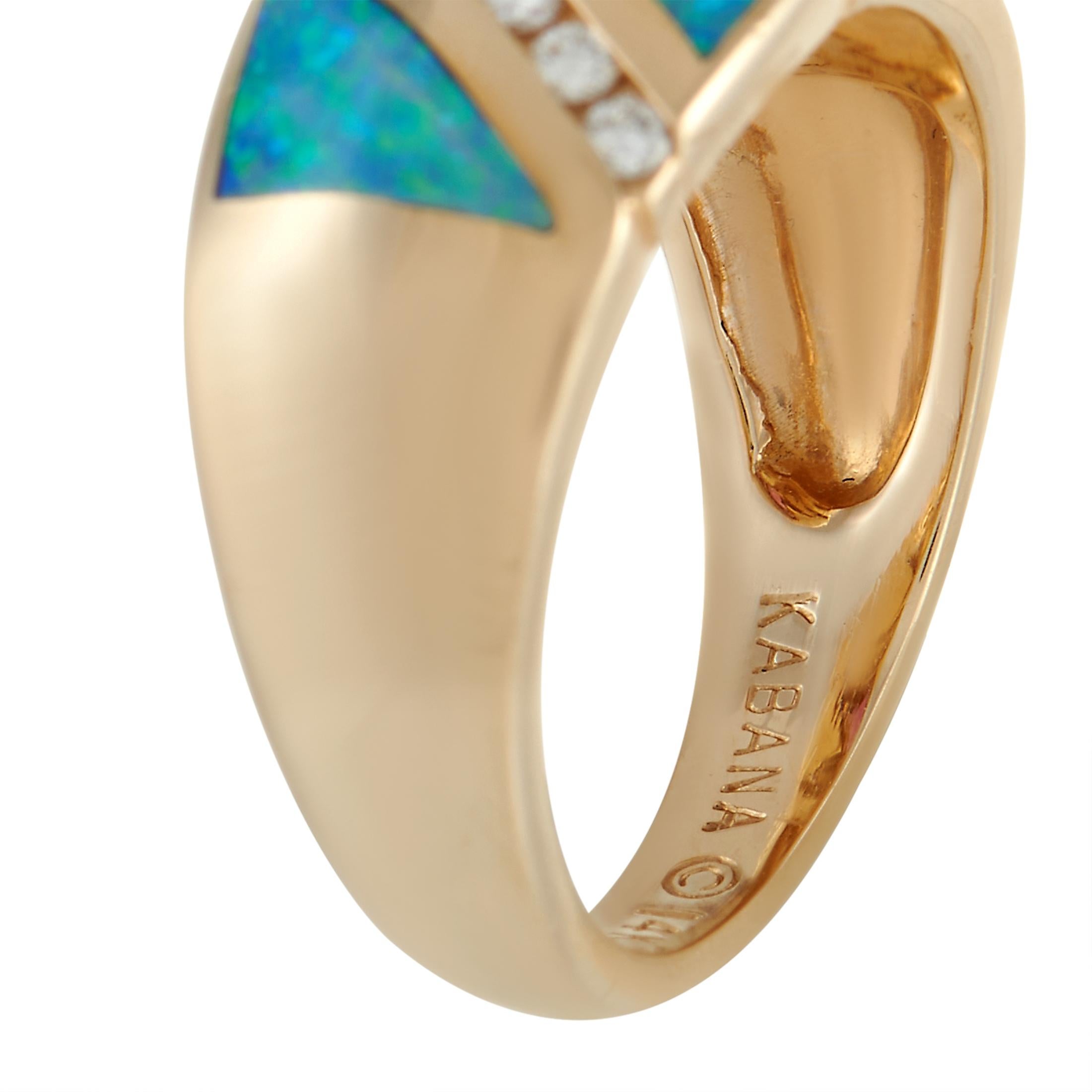 Kabana, bague en or jaune 14 carats, diamant 0,21 carat, tourmaline et opale incrustée Neuf - En vente à Southampton, PA