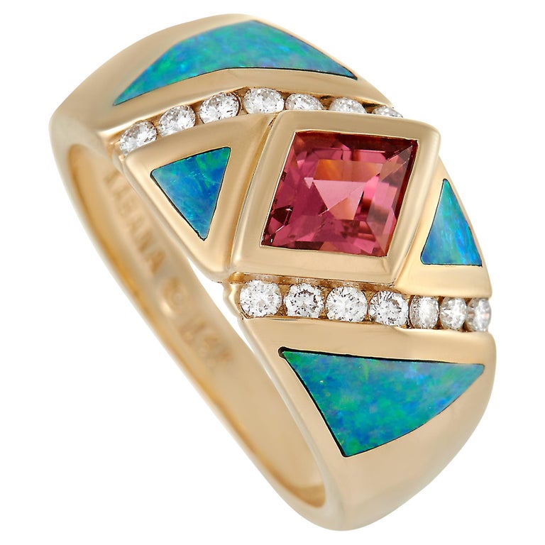 Kabana 14K Yellow Gold Ct Diamond, Tourmaline and Inlaid Opal - Main Image