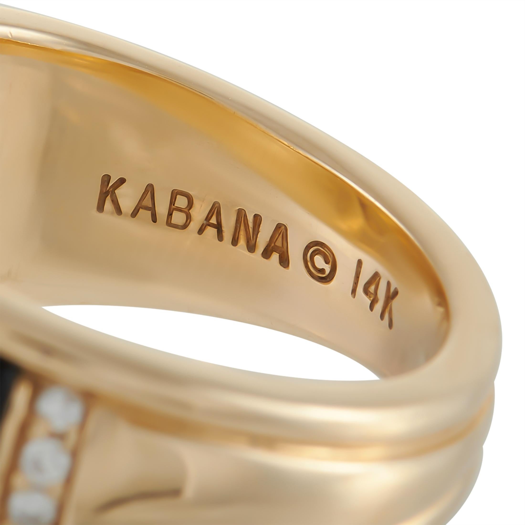 Kabana 14K Yellow Gold 0.25 Ct Diamond, Mother of Pearl, and Onyx Ring In New Condition In Southampton, PA