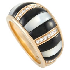 Kabana 14K Yellow Gold 0.25 Ct Diamond, Mother of Pearl, and Onyx Ring