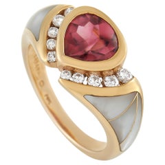 Kabana 14K Yellow Gold 0.32 Ct Diamond, Tourmaline, and Mother of Pearl Ring