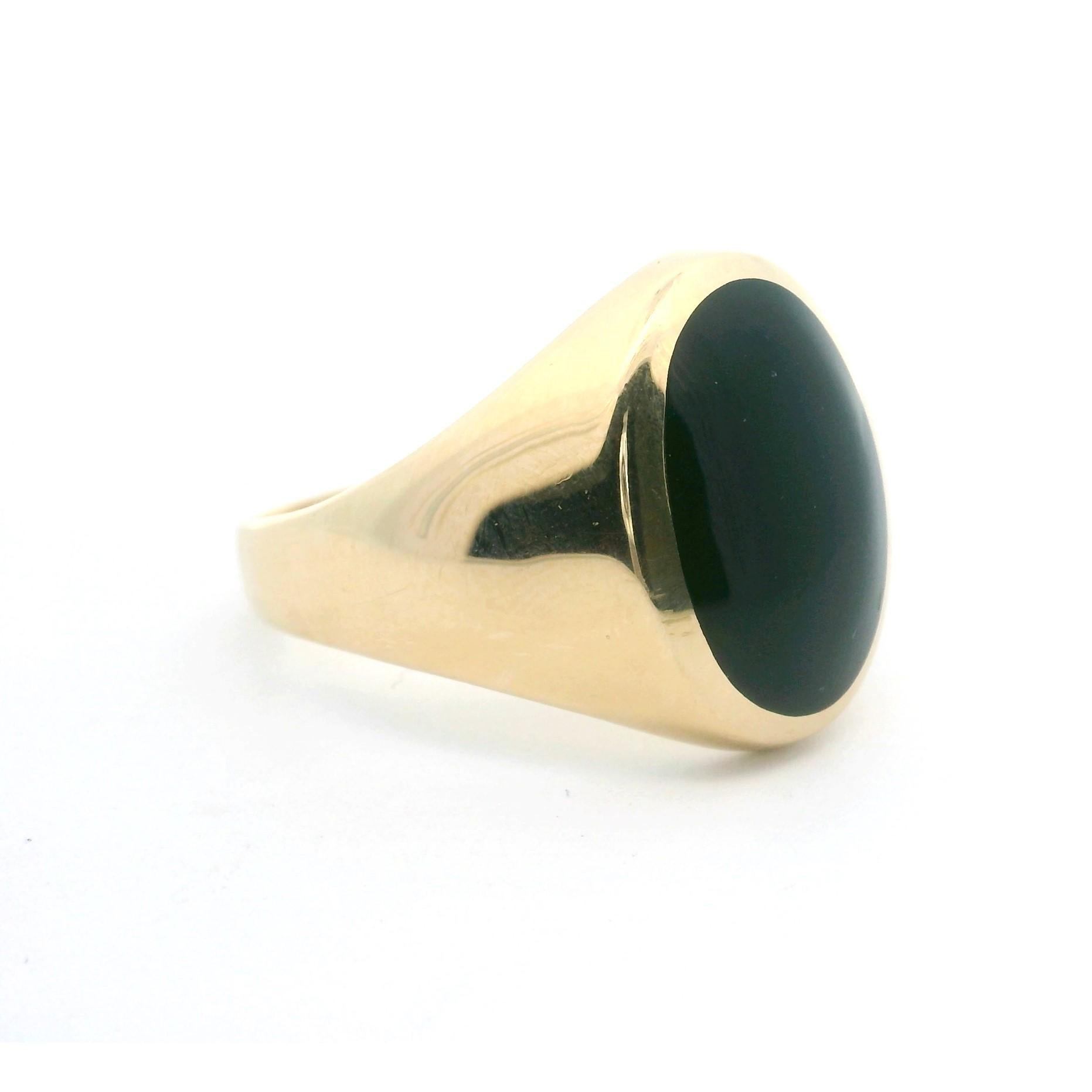 Oval Cut Kabana 14k Yellow Gold and Black Onyx 14.4g Men's Ring Size 12.5