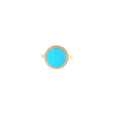 Kabana 14K Yellow Gold Cabochon Turquoise Diamond Halo Ring — Size 8