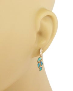 Kabana 14k Yellow Gold Diamond Fire Opal Teardrop Dangle Earrings