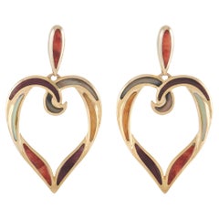 Kabana 14K Yellow Gold Mother of Pearl and Spiny Heart Earrings