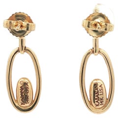 Pendientes colgantes ovalados abiertos de madreperla y diamantes de oro amarillo de 14k Kabana