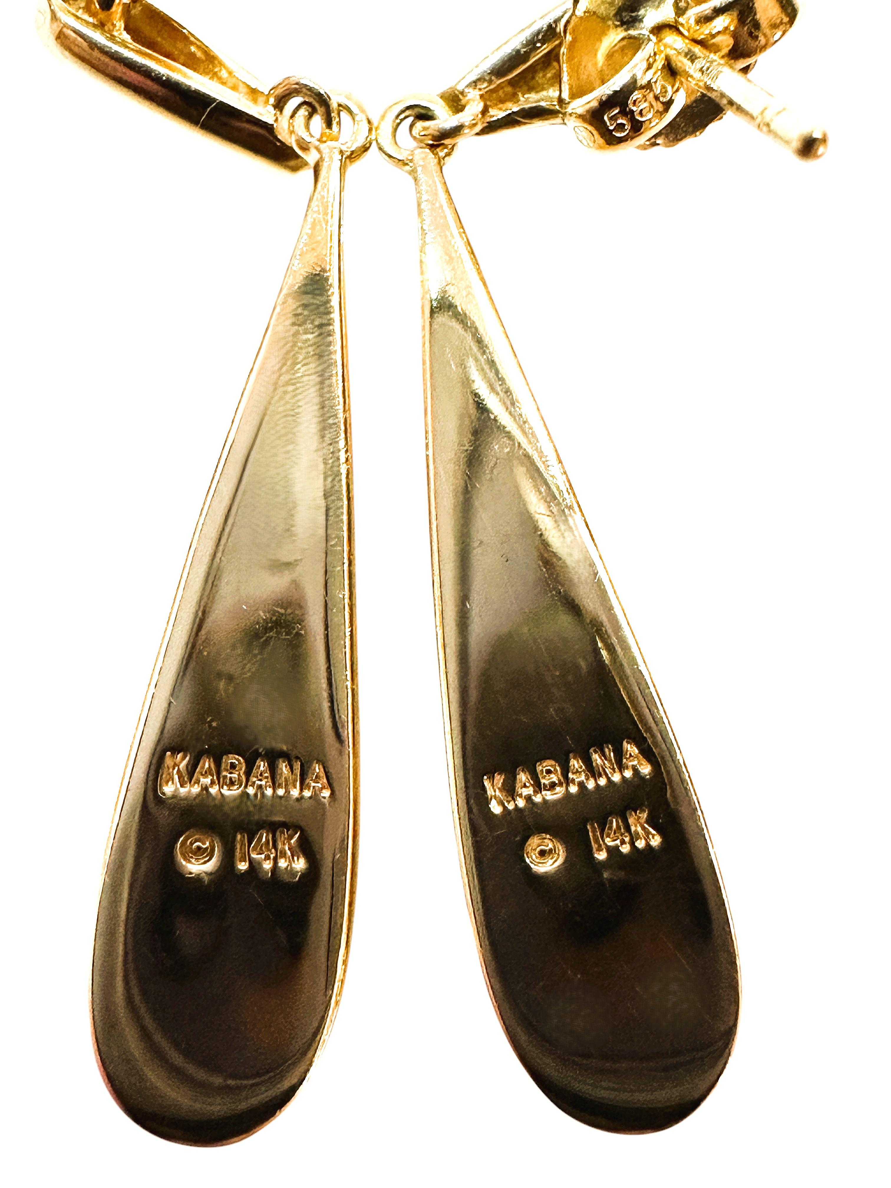 Kabana 14k Yellow Gold Mother of Pearl Post Dangle Earrings 4