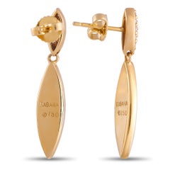 Kabana 18K Yellow Gold 0.13 Ct Diamond and Inlaid Opal Dangle Earrings