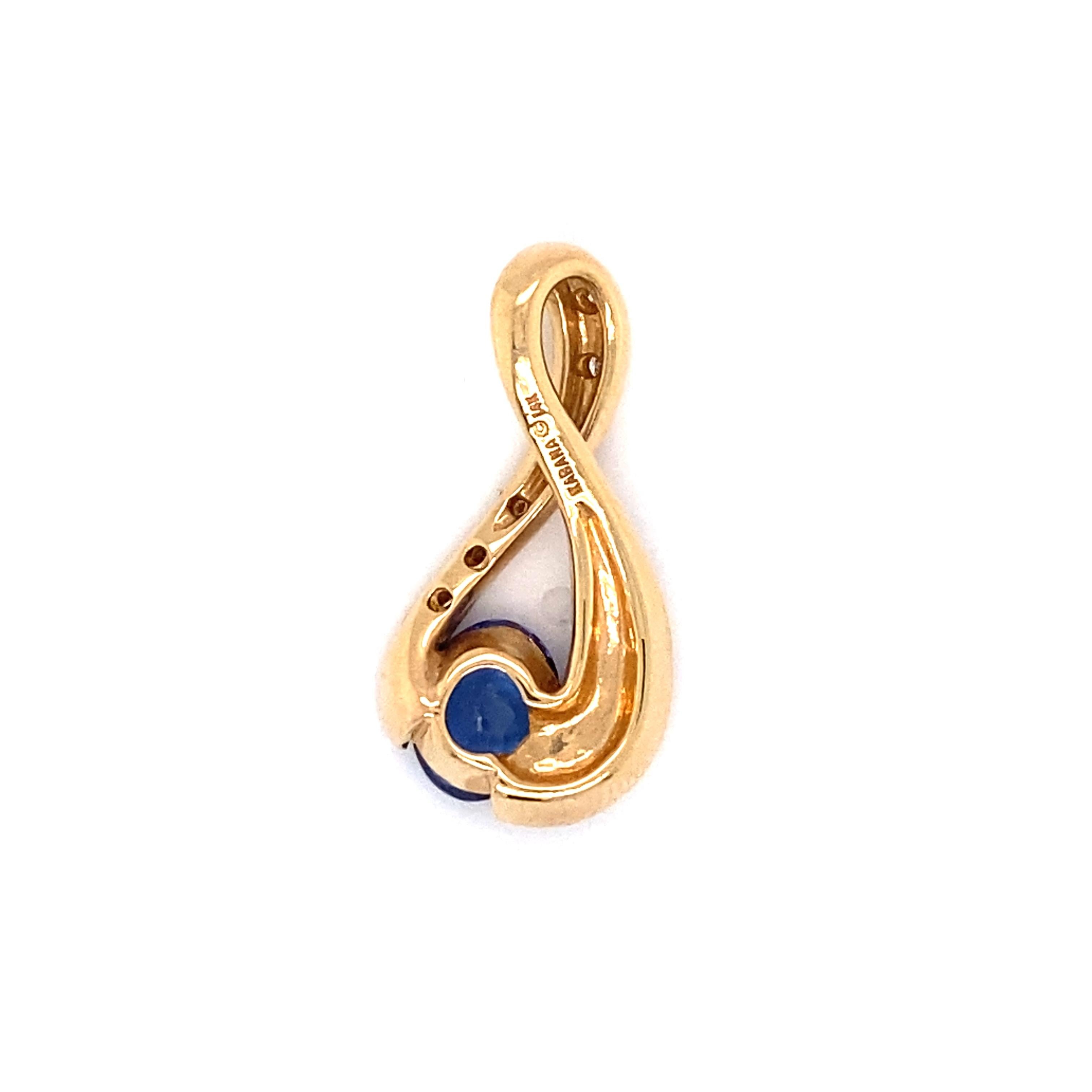 Metal Type: 14 Karat Yellow Gold 
Weight: 5.5 grams
Dimensions: 1 inch x 0.5 inch 

Diamond Details:
Carat: 0.10 carat total weight
Shape: Round
Color: G
Clarity: VS1

Tanzanite Details:
Carat: 2.0 carats
Shape: Oval
