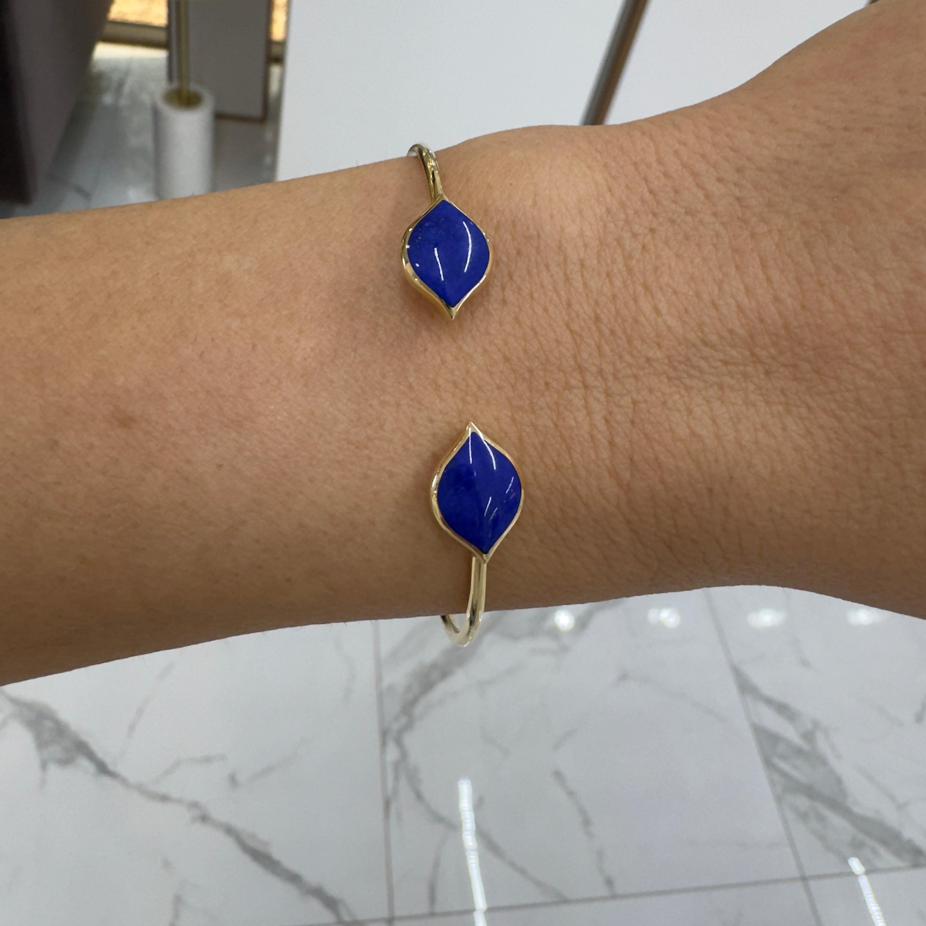 Women's Kabana Alhambra Ladies 14K Yellow Gold Lapis Lazuli Cuff Bracelet