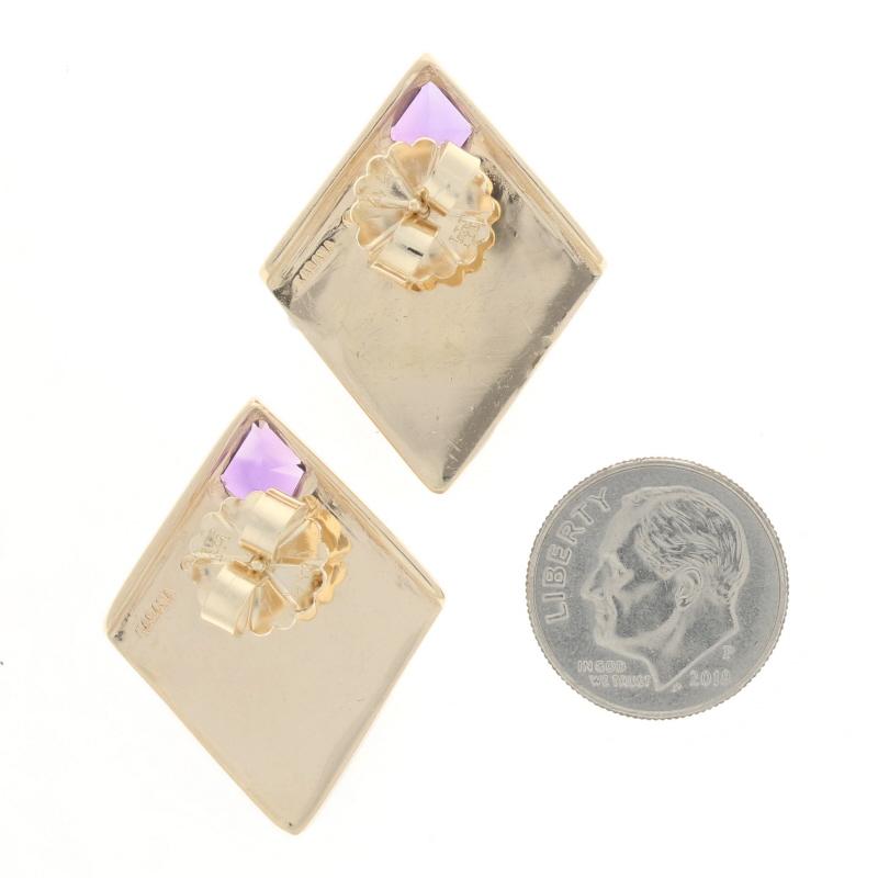 Kabana Amethyst Onyx Mother of Pearl Earrings - Yellow Gold 14k .90ctw Geometric In Excellent Condition For Sale In Greensboro, NC