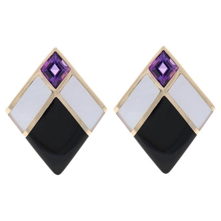 Purple Quatrefoil Earring Bead Pair, Porcelain Ceramic Charms